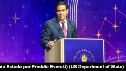 El secretario Marco Rubio pronuncia un discurso en la Gala del Quinto Aniversario de American Compass en Washington, D.C., el 3 de junio de 2025.