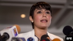 La esposa del opositor Venezolano y preso político Daniel Ceballos, Patricia Gutiérrez.