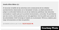 Comentario del juez Amalio Alfaro Matos en la página oficialista Cubadebate.