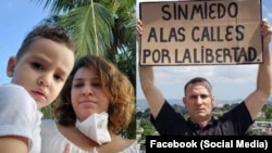 Nelva Ismaray Ortega junto a su hijo Daniel José. En foto de la derecha, el opositor cubano José Daniel Ferrer. (Fotos/Facebook)